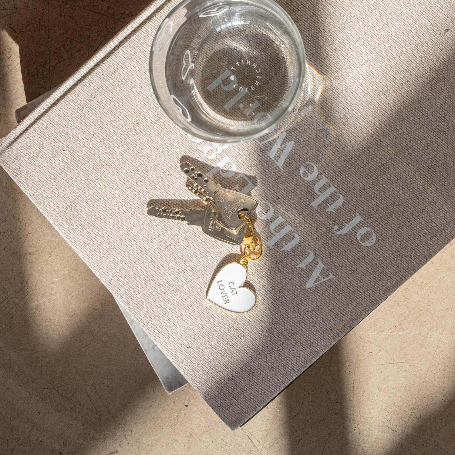 Schlüsselanhänger "Cat Lover" - 3,3x6,8 cm (Weiß) Eulenschnitt