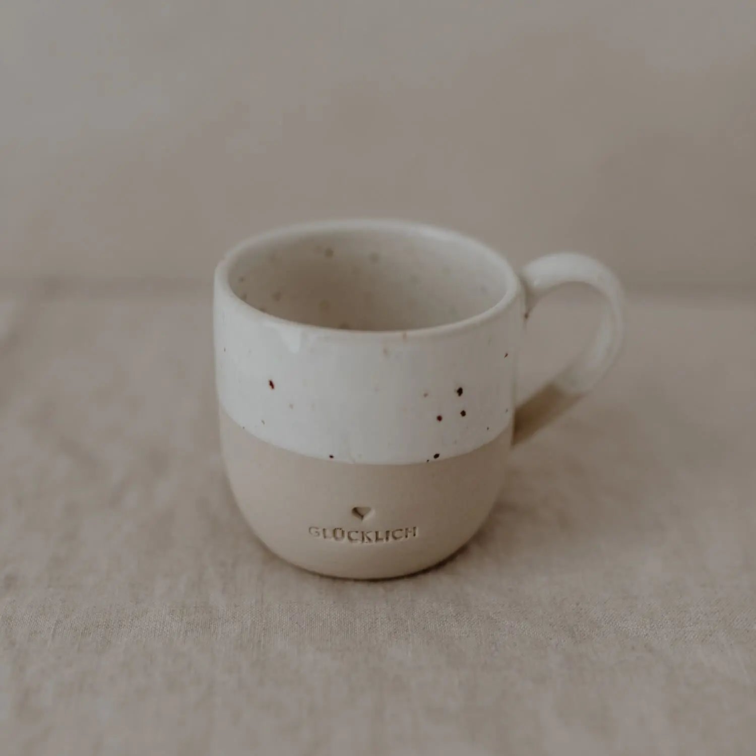 Cappuccino Tasse "Glücklich" - 190 ml (Natur) Eulenschnitt