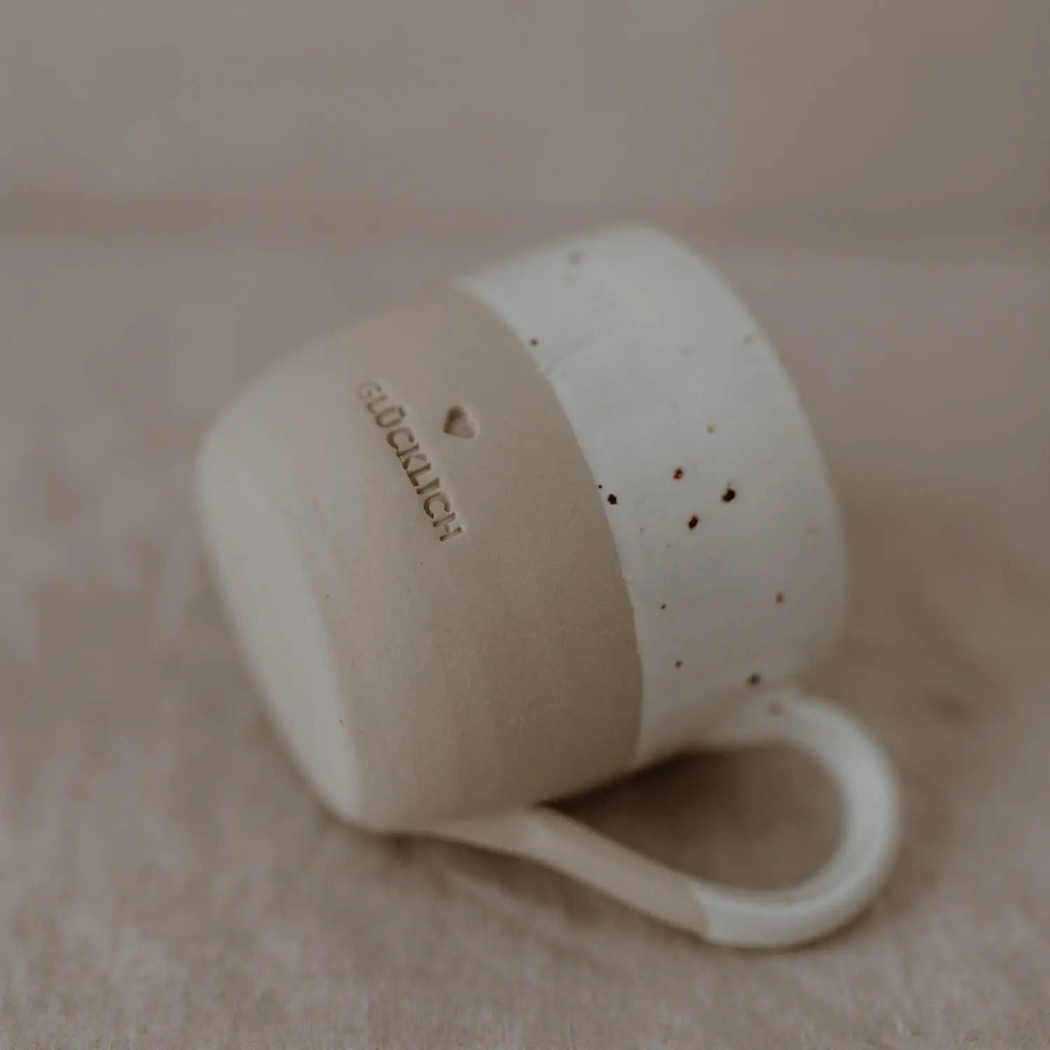 Cappuccino Tasse "Glücklich" - 190 ml (Natur) Eulenschnitt