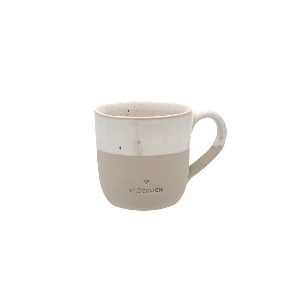 Cappuccino Tasse "Glücklich" - 190 ml (Natur) Eulenschnitt