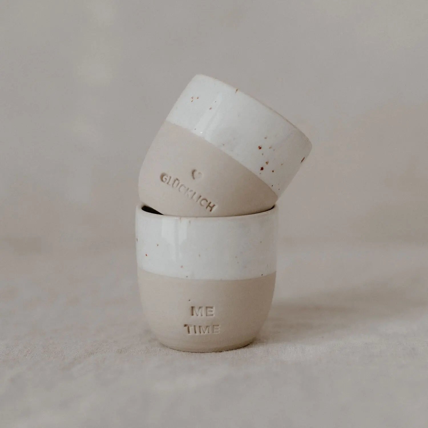 Espresso Becher "Glücklich" - 40 ml (Natur) Eulenschnitt