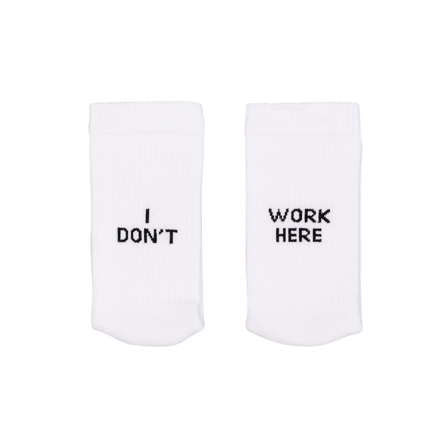 Socken "I don't work here" (Weiß) Eulenschnitt