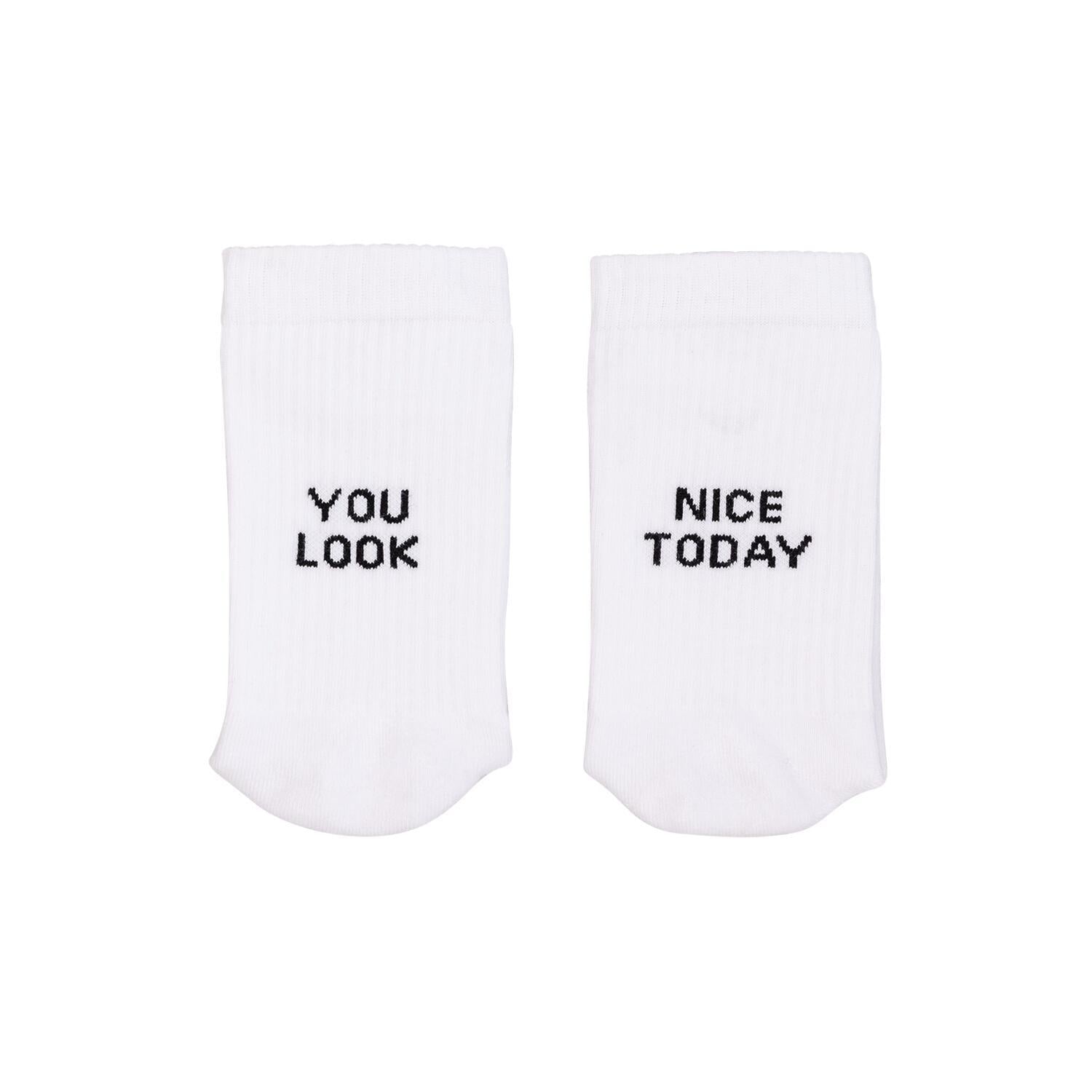 Socken "You look nice today" (Weiß) Eulenschnitt