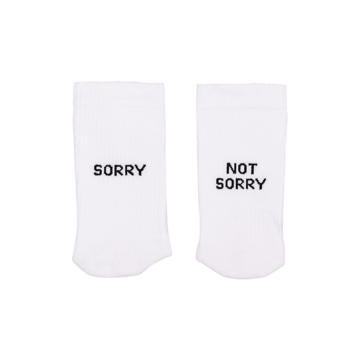 Socken "Sorry not sorry" (Weiß) Eulenschnitt