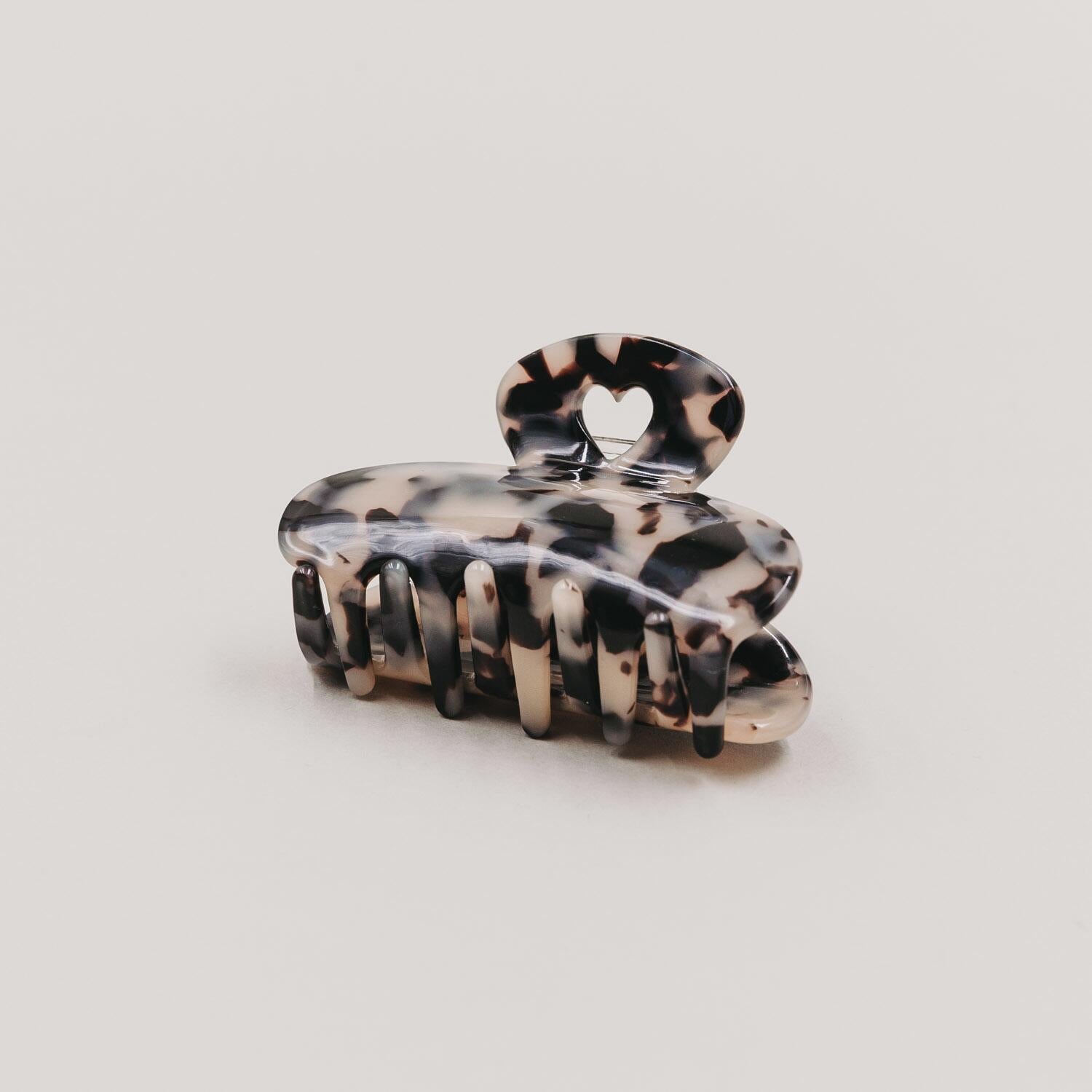 Große Haarspange "Herz" (Braun/Schwarz) Eulenschnitt