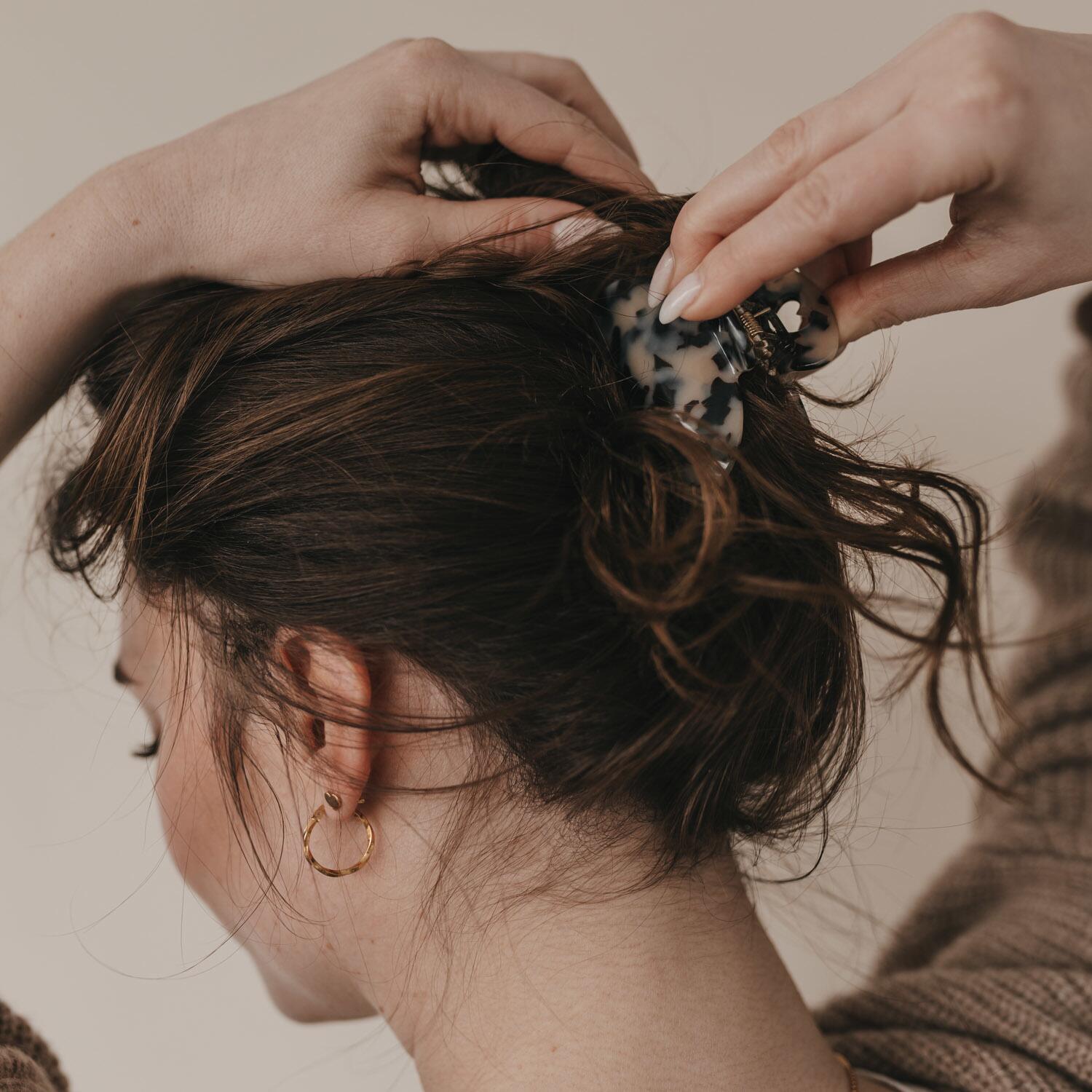 Große Haarspange "Herz" (Braun/Schwarz) Eulenschnitt