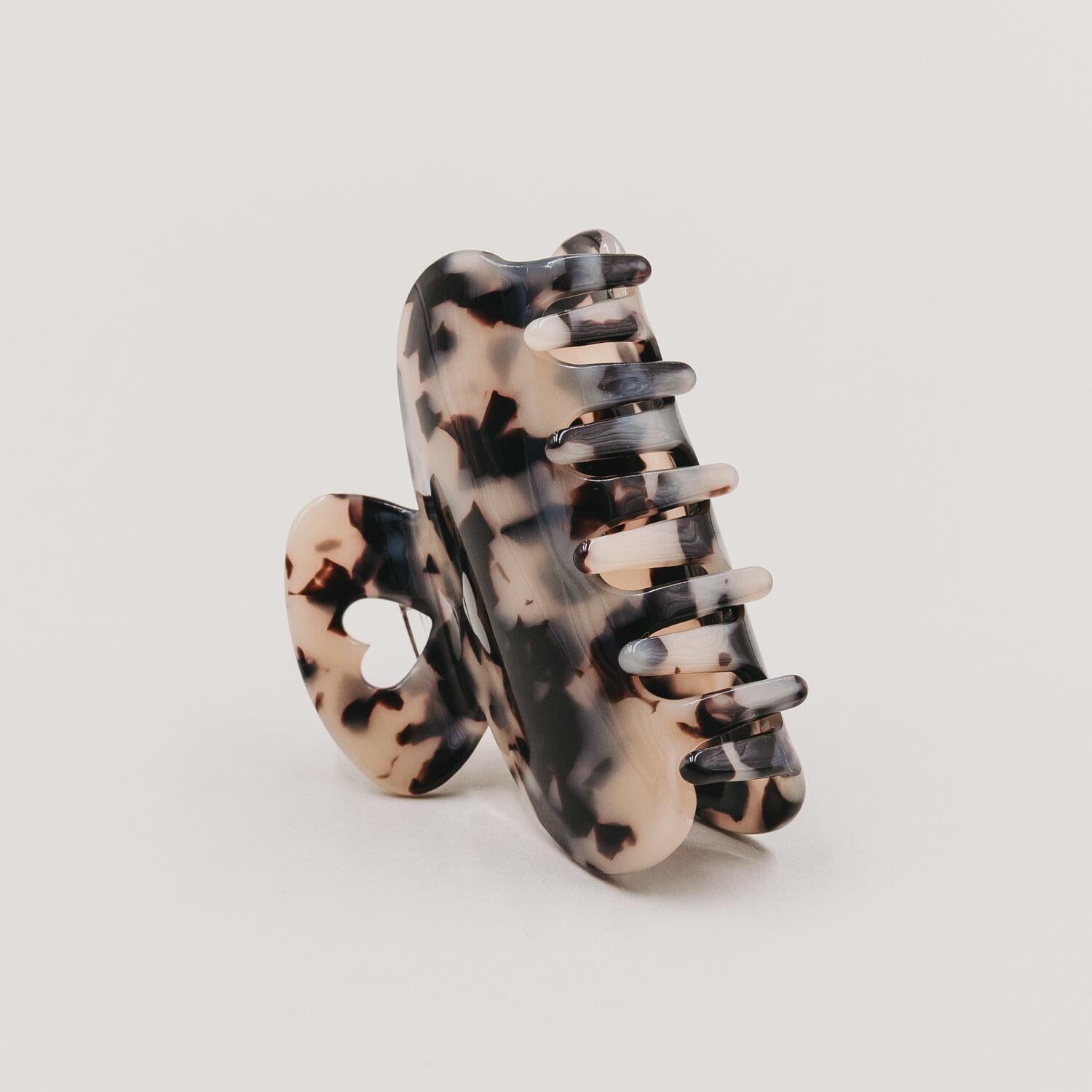 Große Haarspange "Herz" (Braun/Schwarz) Eulenschnitt