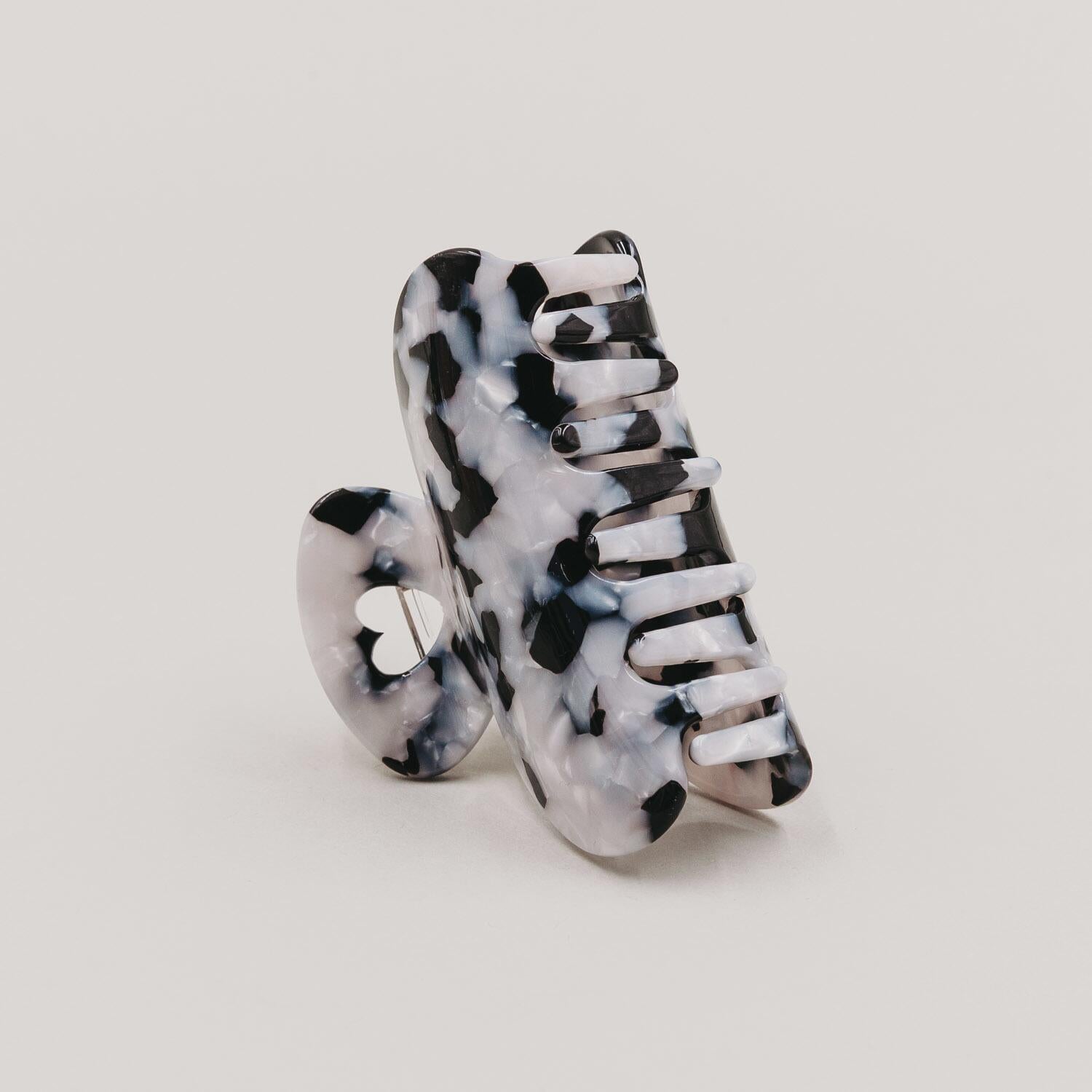 Große Haarspange "Herz" (Schwarz/Pearl) Eulenschnitt