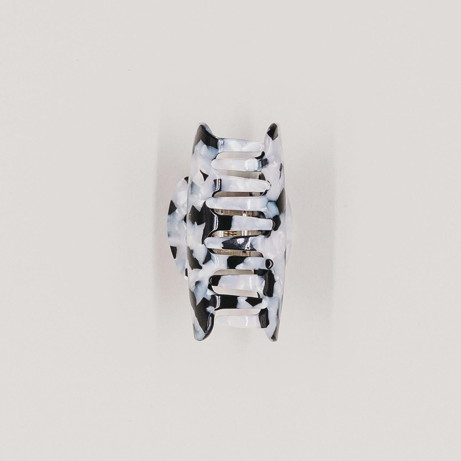 Große Haarspange "Herz" (Schwarz/Pearl) Eulenschnitt