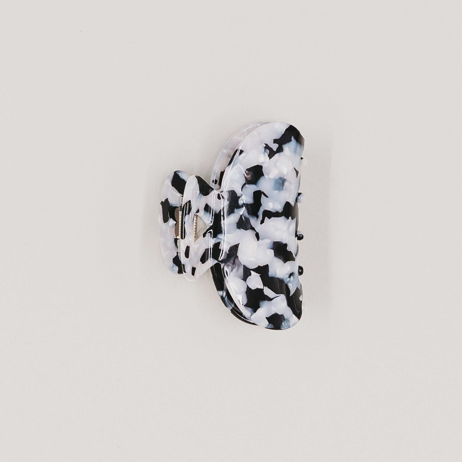 Große Haarspange "Herz" (Schwarz/Pearl) Eulenschnitt