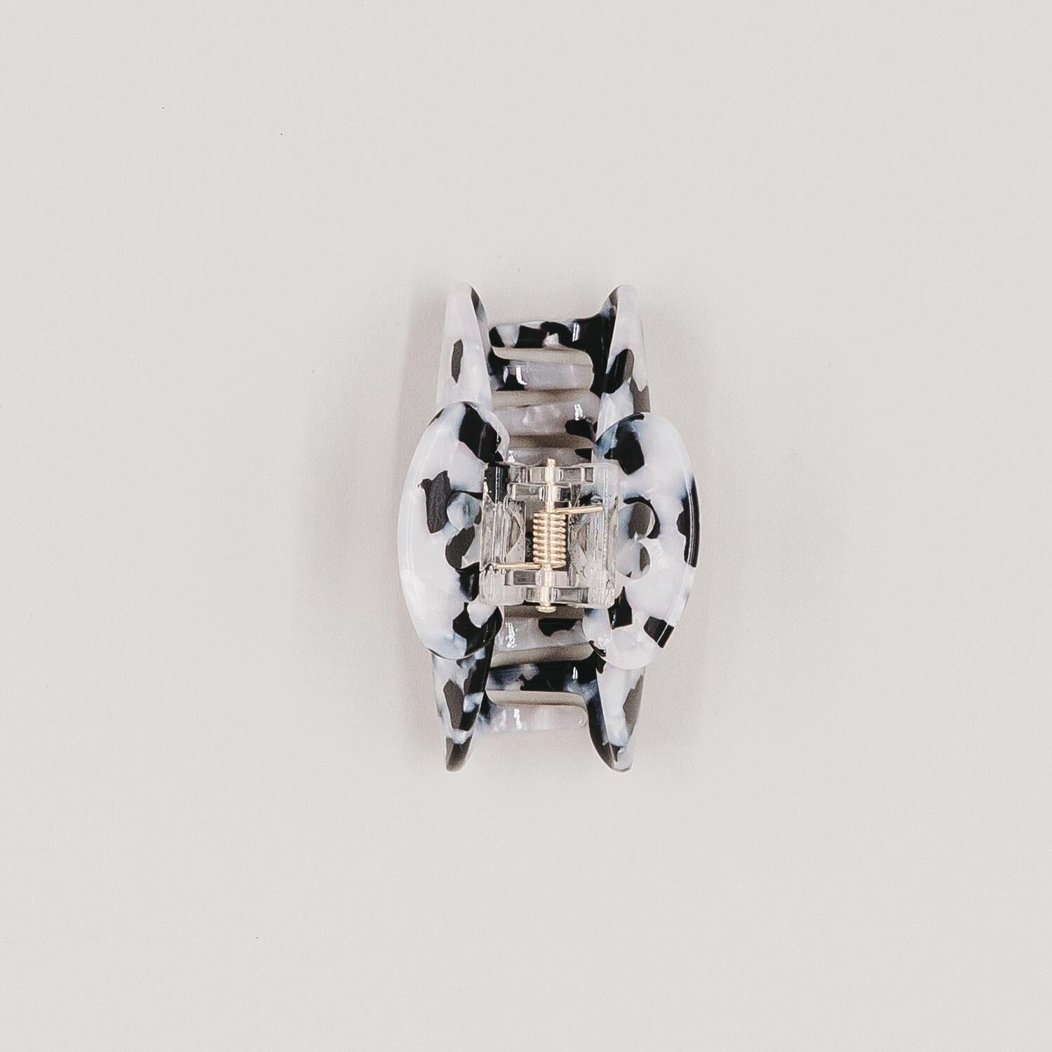 Große Haarspange "Herz" (Schwarz/Pearl) Eulenschnitt