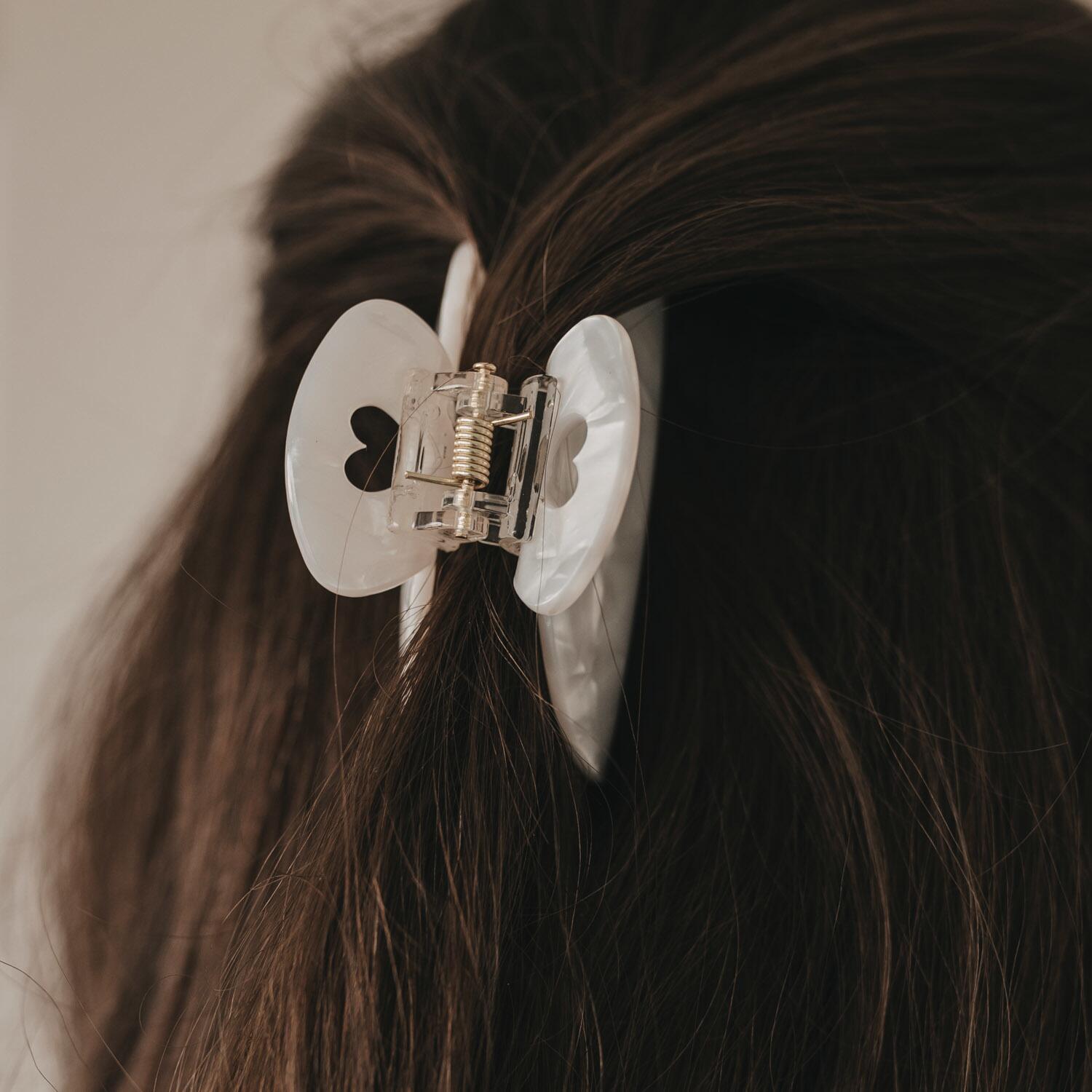 Große Haarspange "Herz" (Pearl) Eulenschnitt