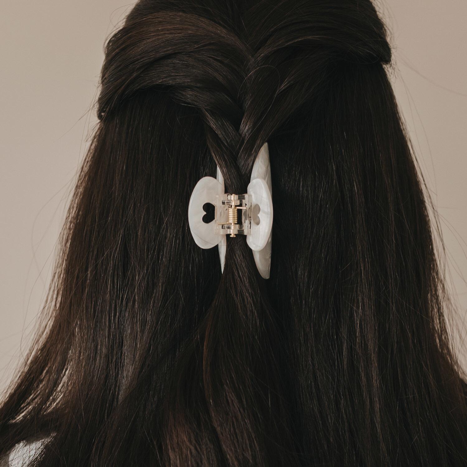 Große Haarspange "Herz" (Pearl) Eulenschnitt