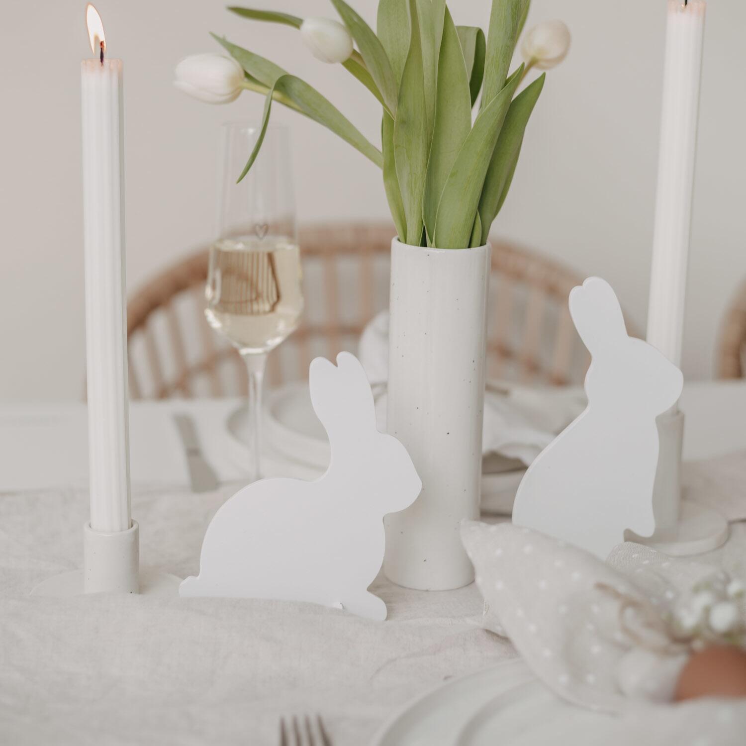 Steckhasen im 2er-Set (Weiß) Eulenschnitt