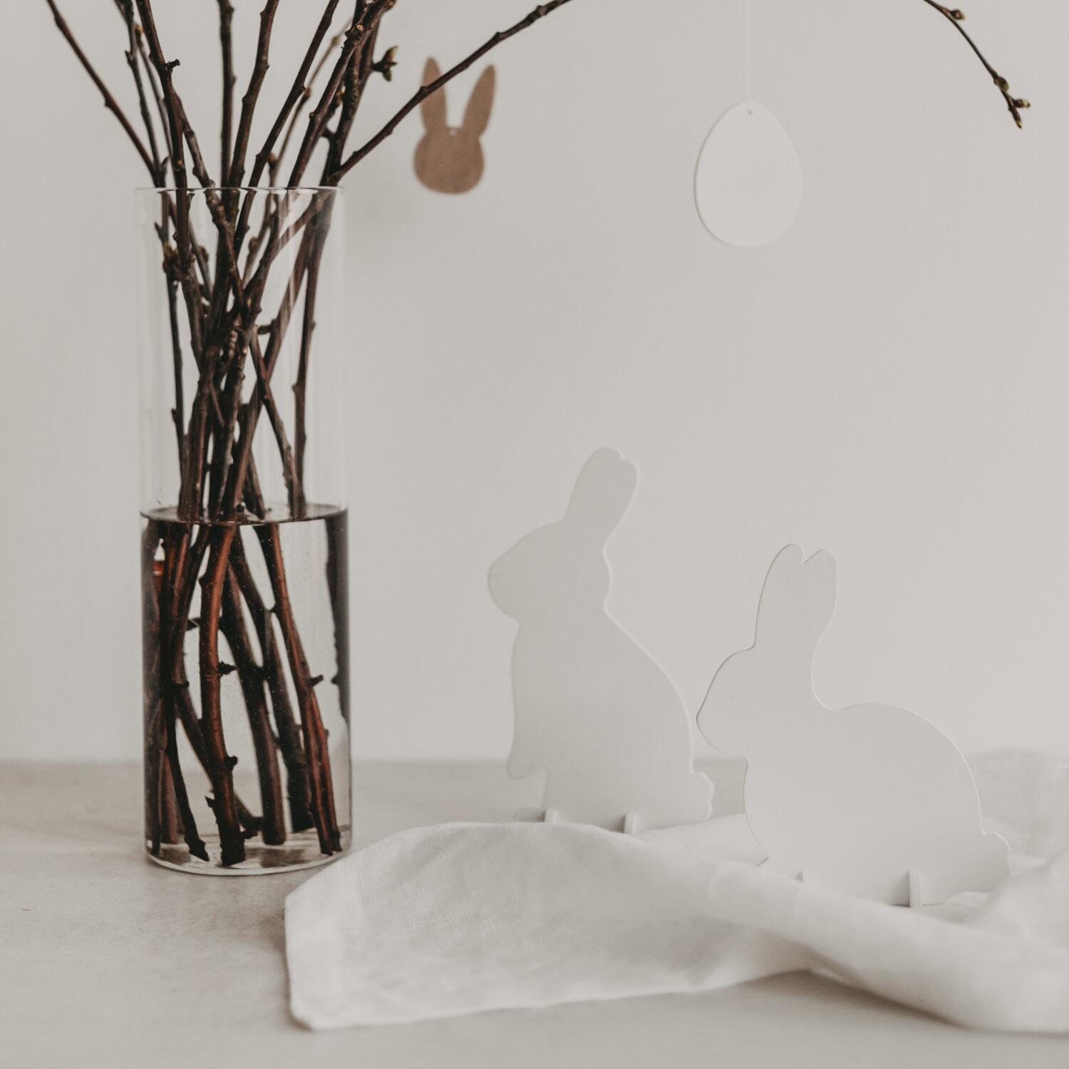 Steckhasen im 2er-Set (Weiß) Eulenschnitt