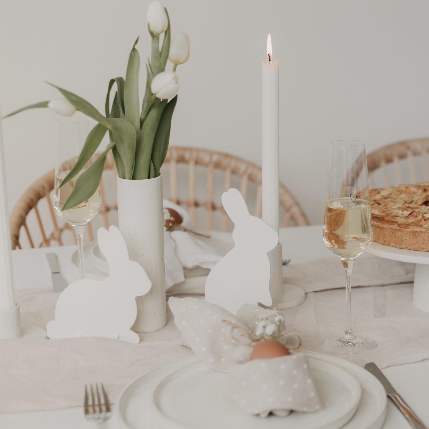 Steckhasen im 2er-Set (Weiß) Eulenschnitt