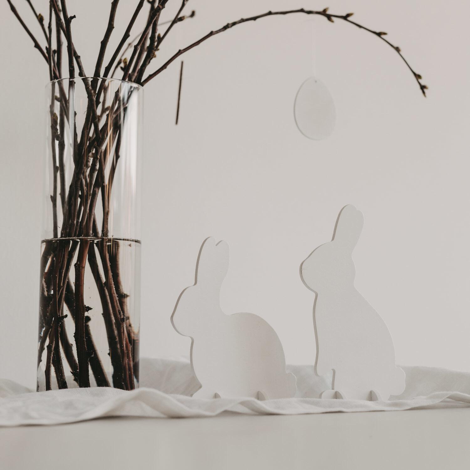 Steckhasen im 2er-Set (Weiß) Eulenschnitt