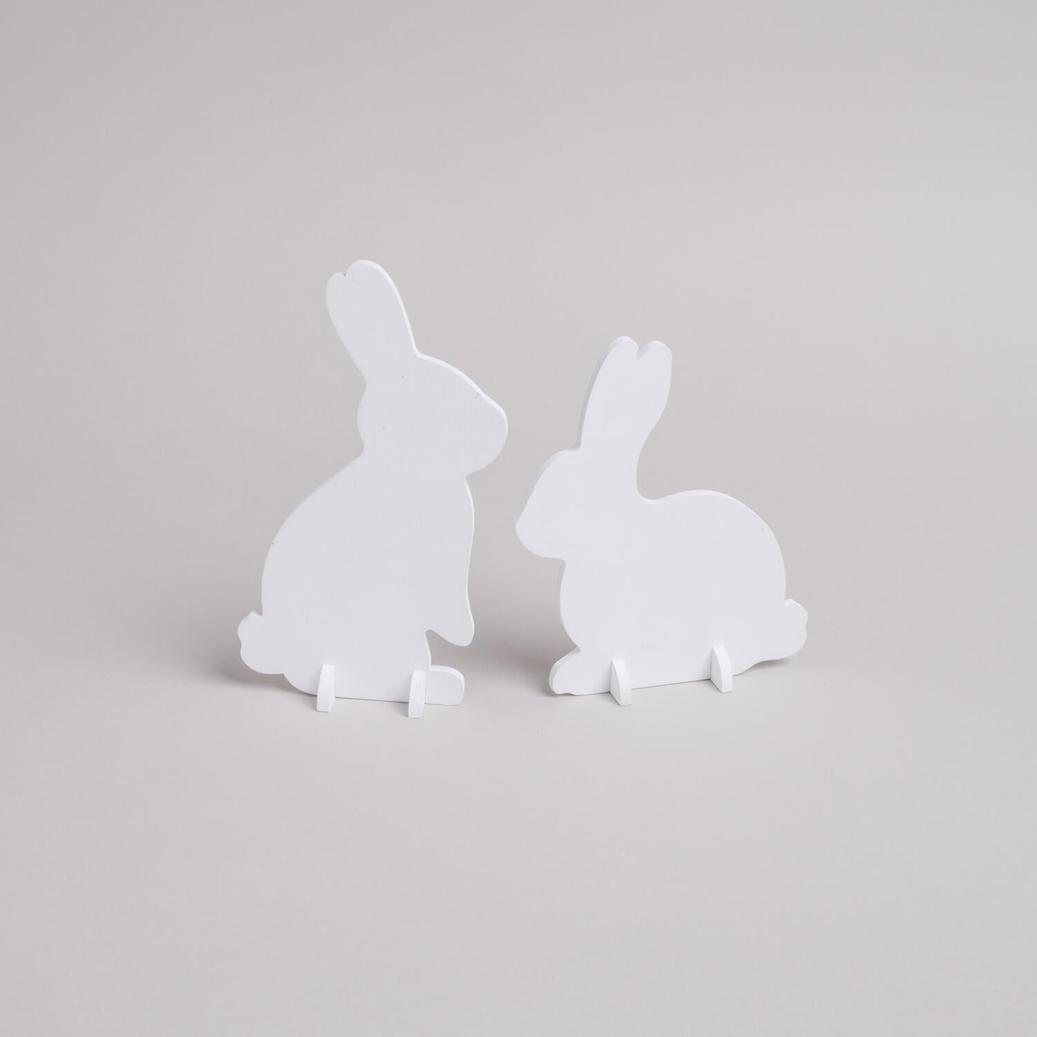 Steckhasen im 2er-Set (Weiß) Eulenschnitt