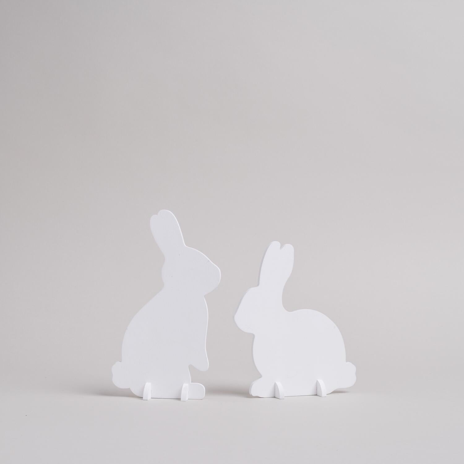 Steckhasen im 2er-Set (Weiß) Eulenschnitt