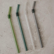 Geknickte Glas-Strohhalme im 4er-Set - 20 cm (Grün/Anthrazit/Transparent) Eulenschnitt