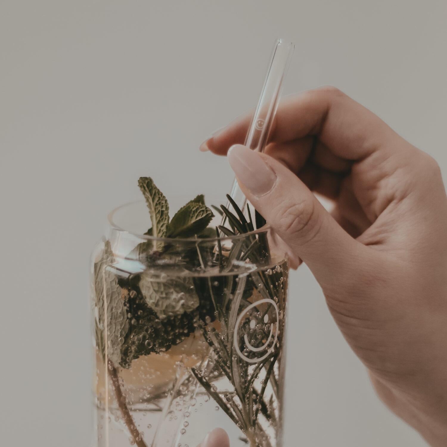 Glas-Strohhalme "Smiley" im 4er-Set - 20 cm (Transparent/Weiß) Eulenschnitt