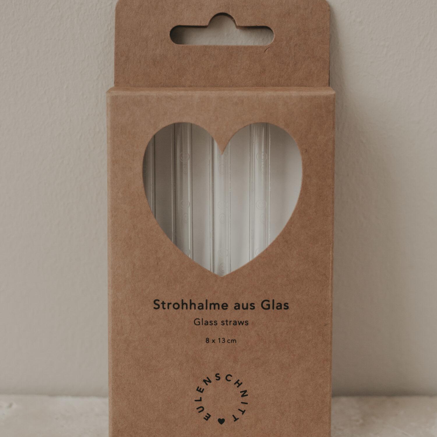 Glas-Strohhalme "Smileys" im 4er-Set - 13 cm (Transparent/Weiß) Eulenschnitt