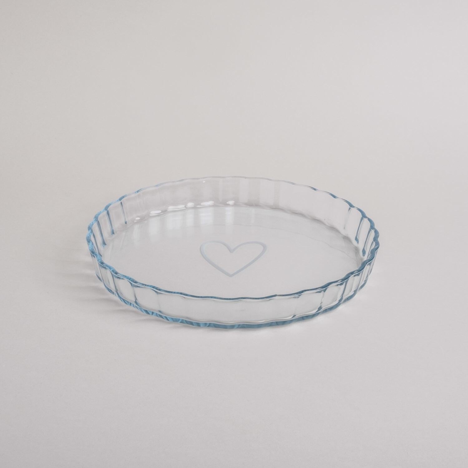 Tarteform "Herz" - 26,5x26,5x3,5 cm (Transparent/Weiß) Eulenschnitt