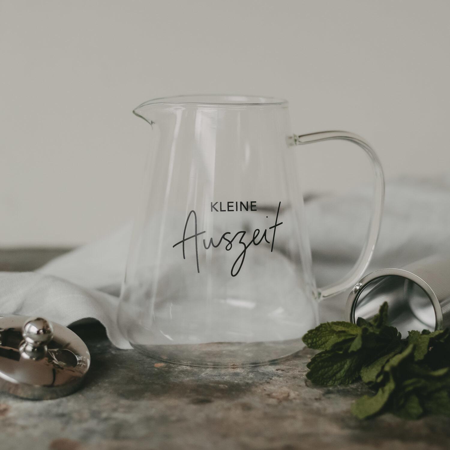 Teekanne "Kleine Auszeit" - 1,5 l (Transparent/Schwarz) Eulenschnitt