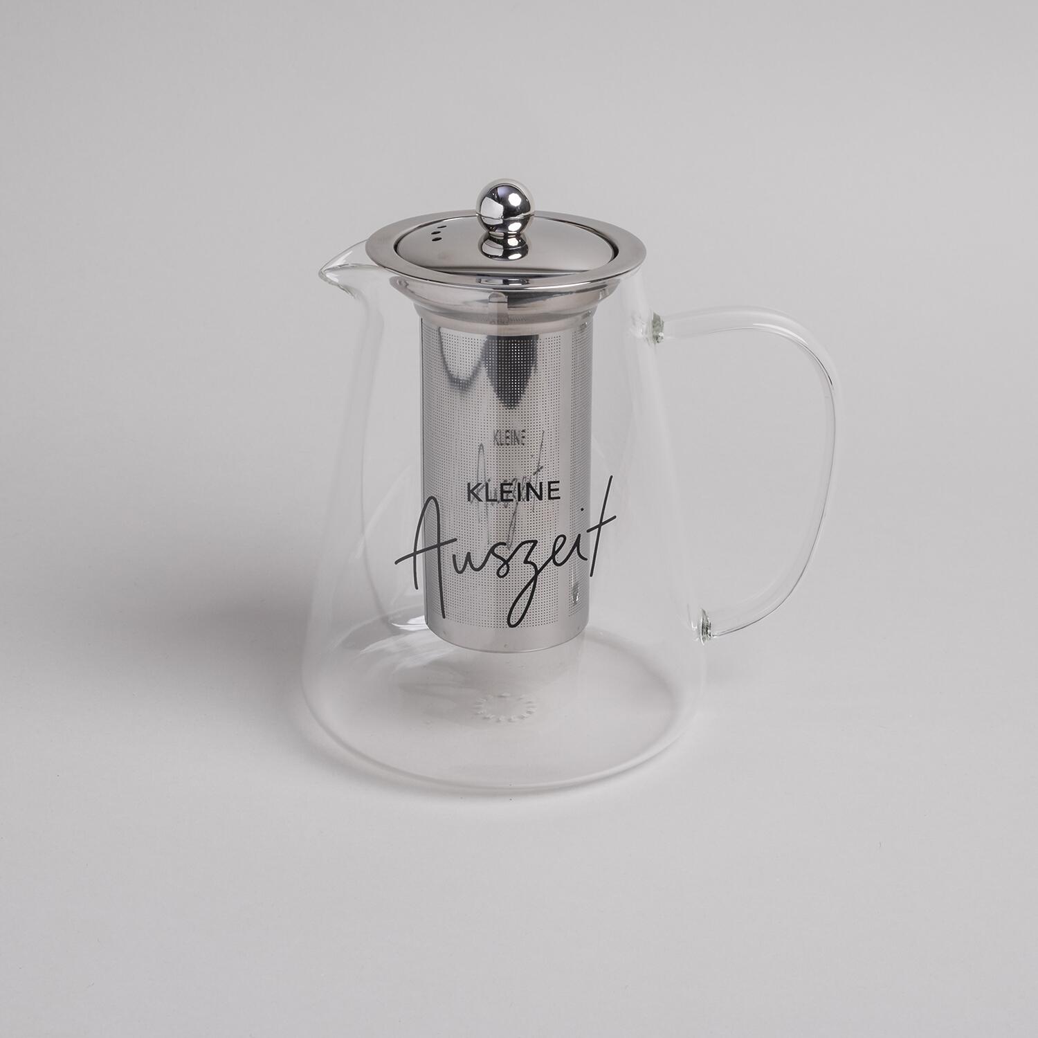 Teekanne "Kleine Auszeit" - 1,5 l (Transparent/Schwarz) Eulenschnitt