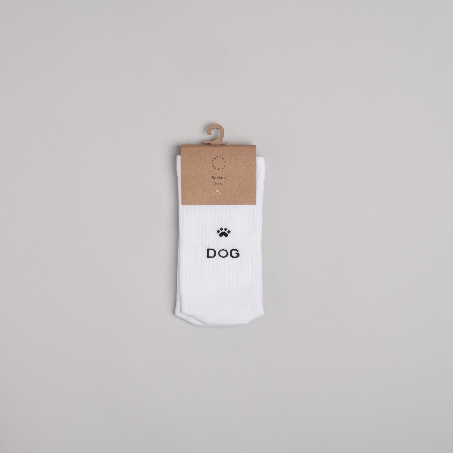Socken "Dog Lover" (Weiß) Eulenschnitt