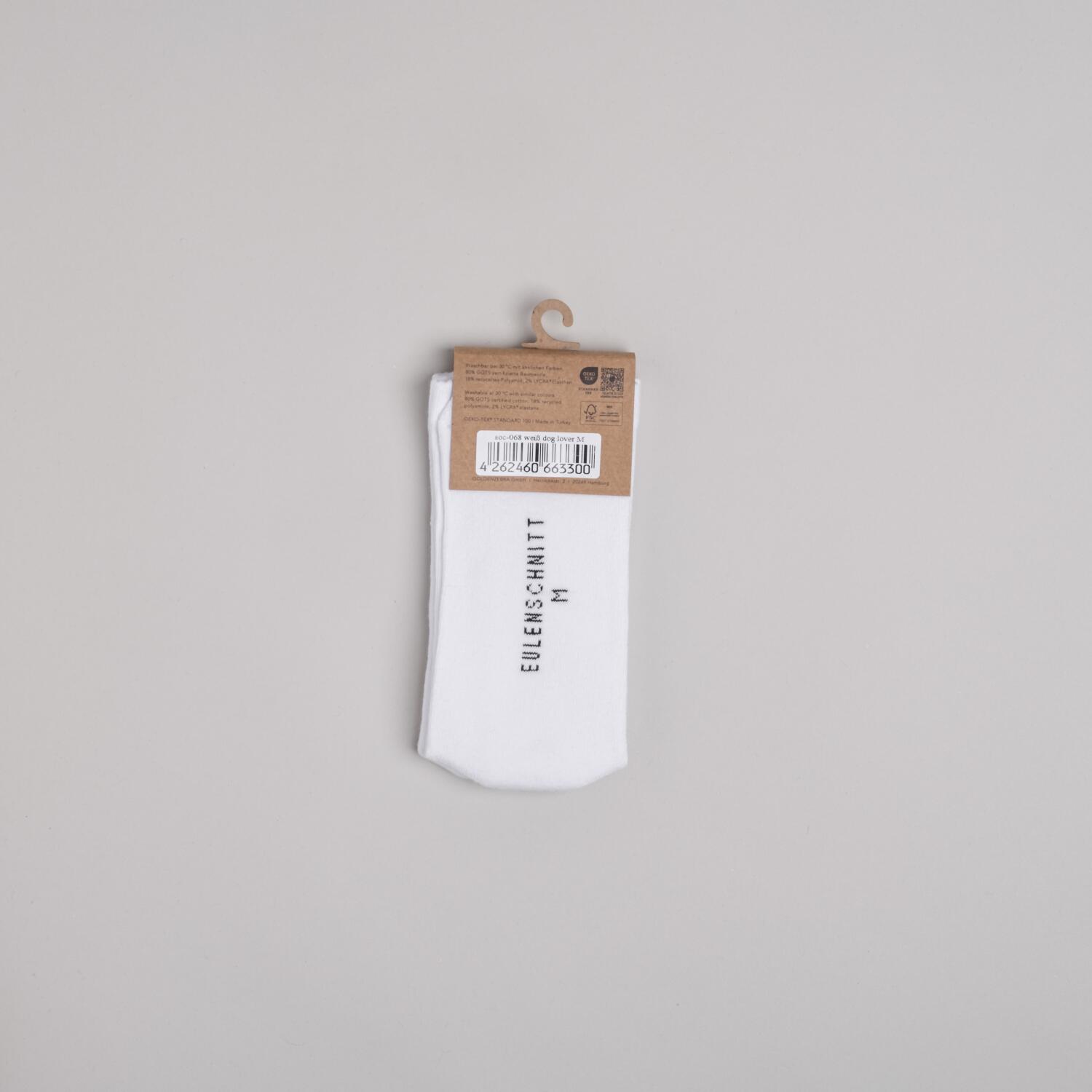Socken "Dog Lover" (Weiß) Eulenschnitt