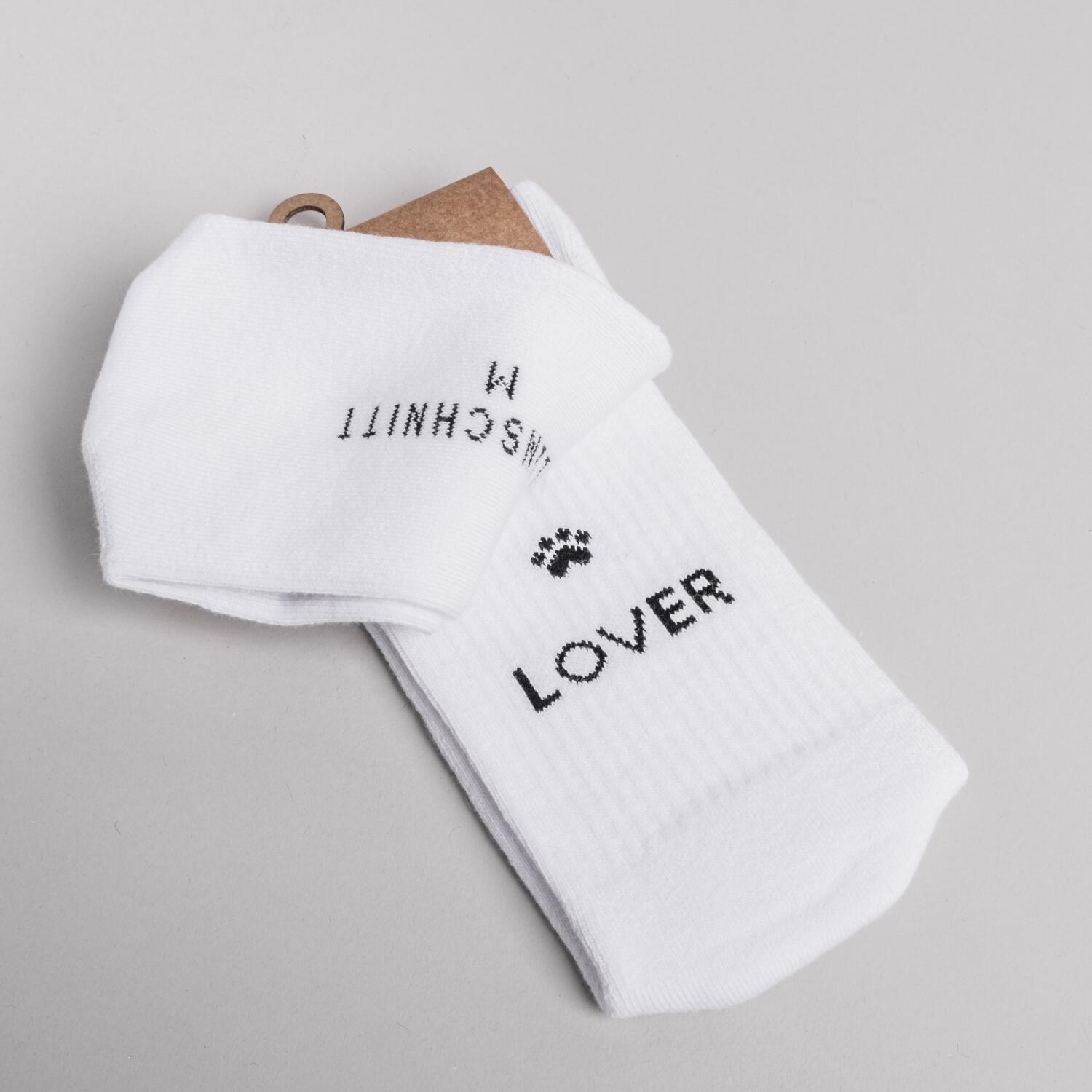 Socken "Dog Lover" (Weiß) Eulenschnitt