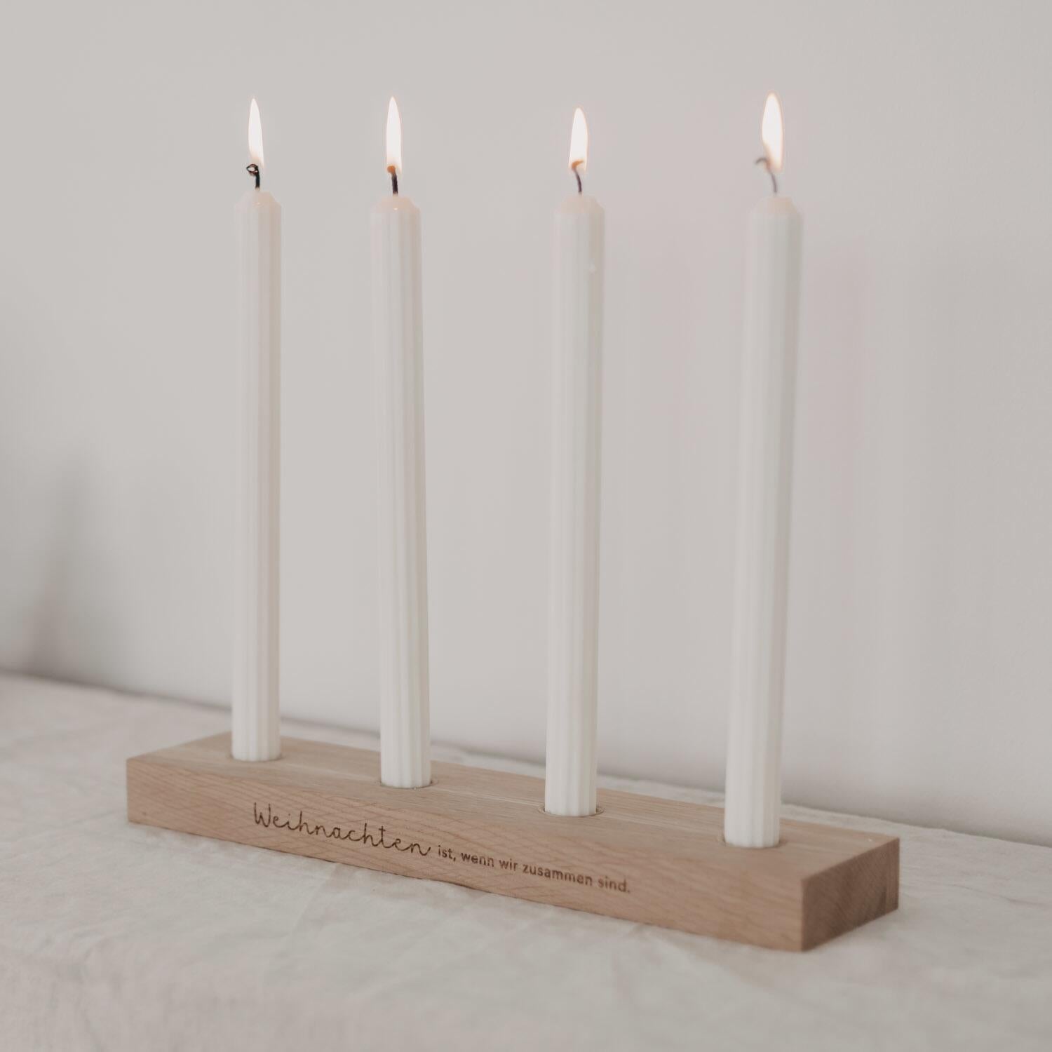 Adventskerzenbrett aus Eiche "Weihnachten" - 35x8x3 cm (Natur)
