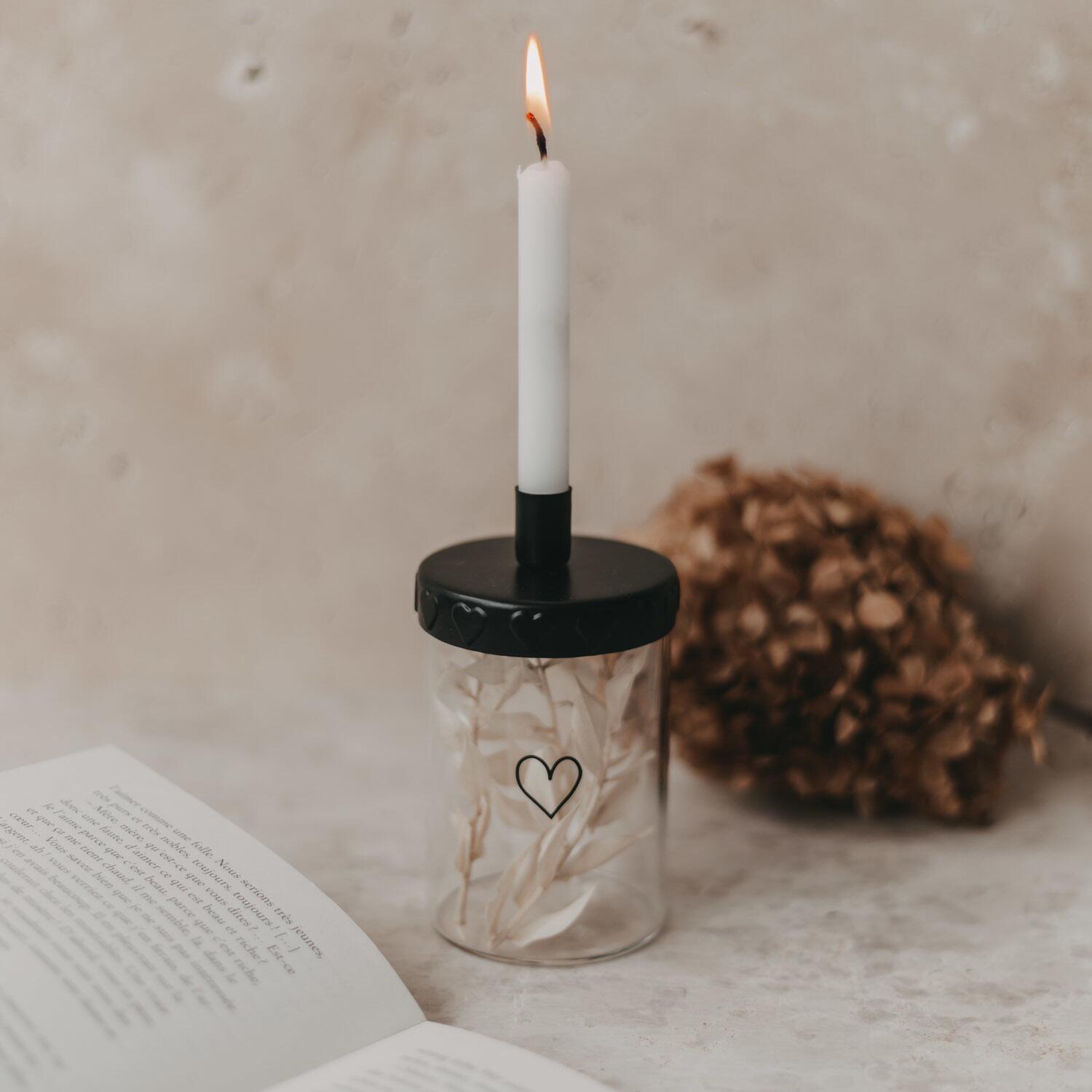 Kerzenhalter "Mini Herzen" - 6,3x4,9 cm (Schwarz)