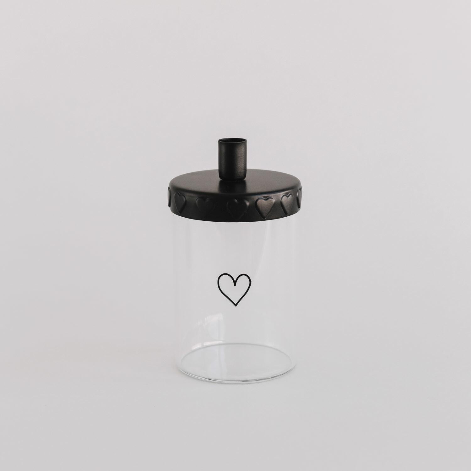 Kerzenhalter "Mini Herzen" - 6,3x4,9 cm (Schwarz)