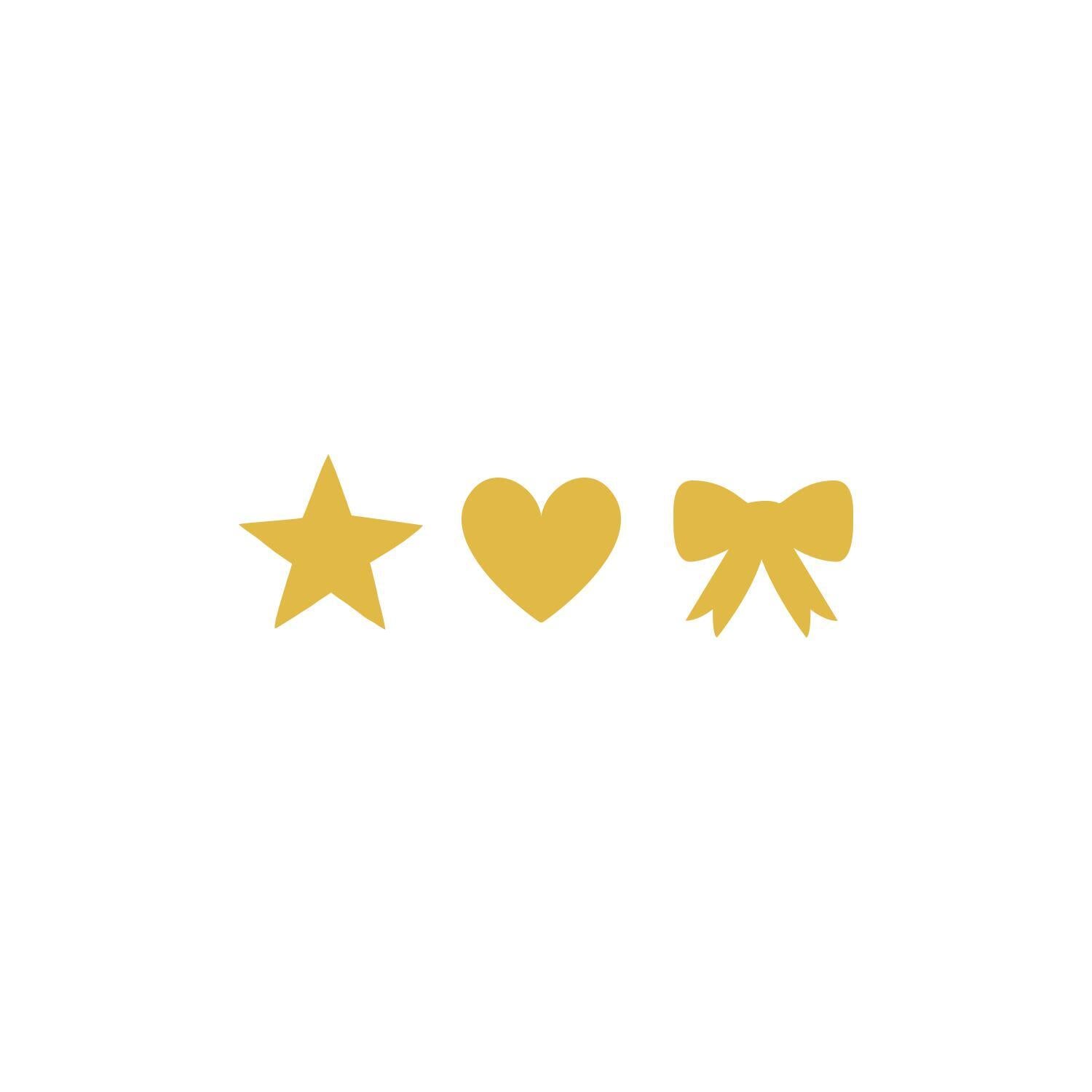Aufkleber "Stern, Herz, Schleife" (Gold)