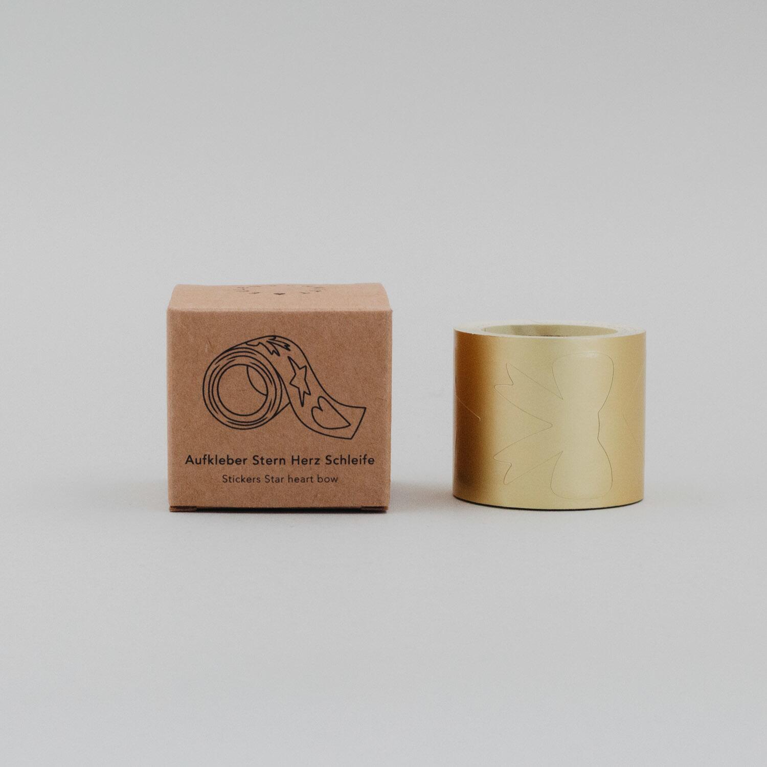 Aufkleber "Stern, Herz, Schleife" (Gold)