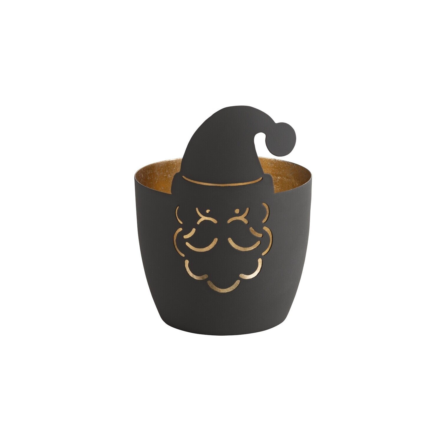 Windlicht "Madras - Weißnachtsmann" - M (Dunkelgrau/Gold)