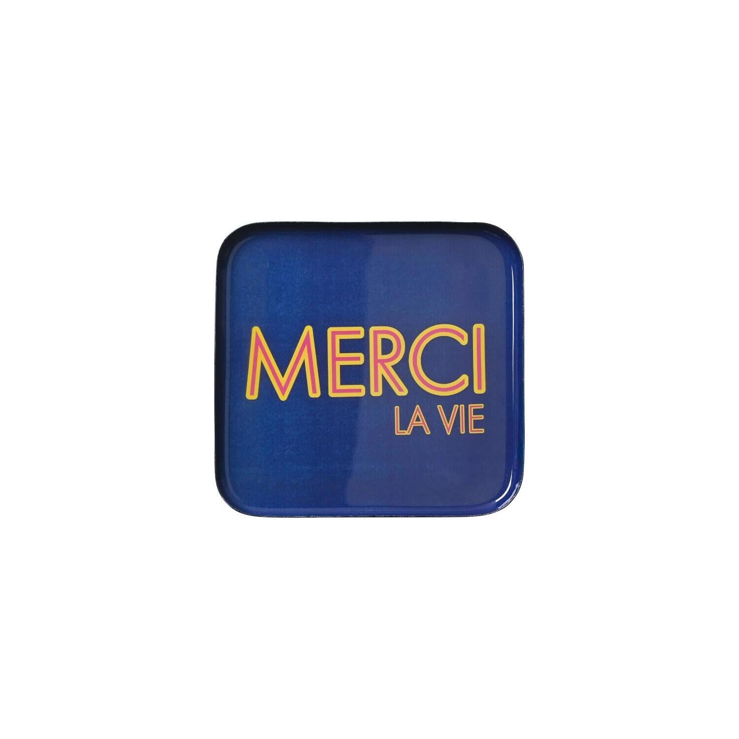 Dekotablett "Love Trays - Merci la vie" - 18,4 cm (Blau)