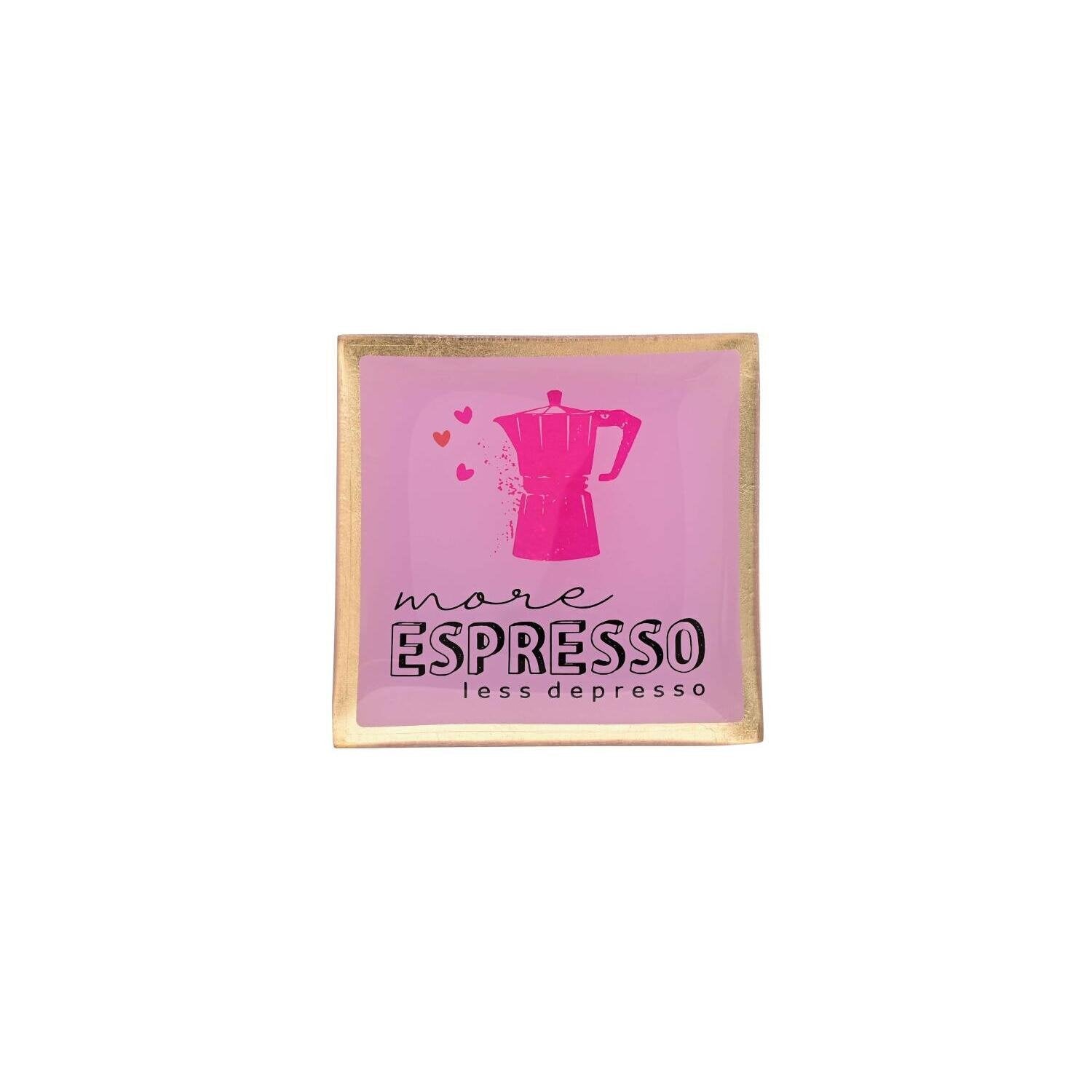 Glasteller "Love Plates - More Espresso, less Depresso" - S (Rosa)