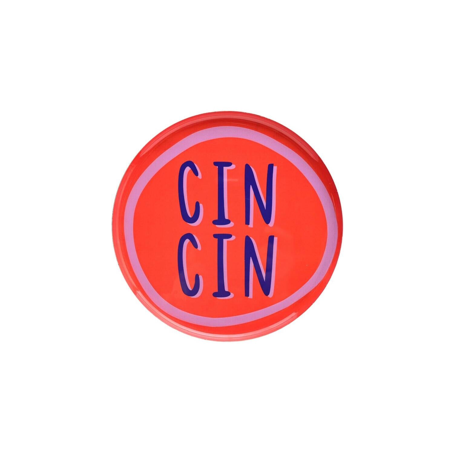 Dekotablett "Love Trays - Cin Cin" - 17,7x17,7 cm (Neon Rot)