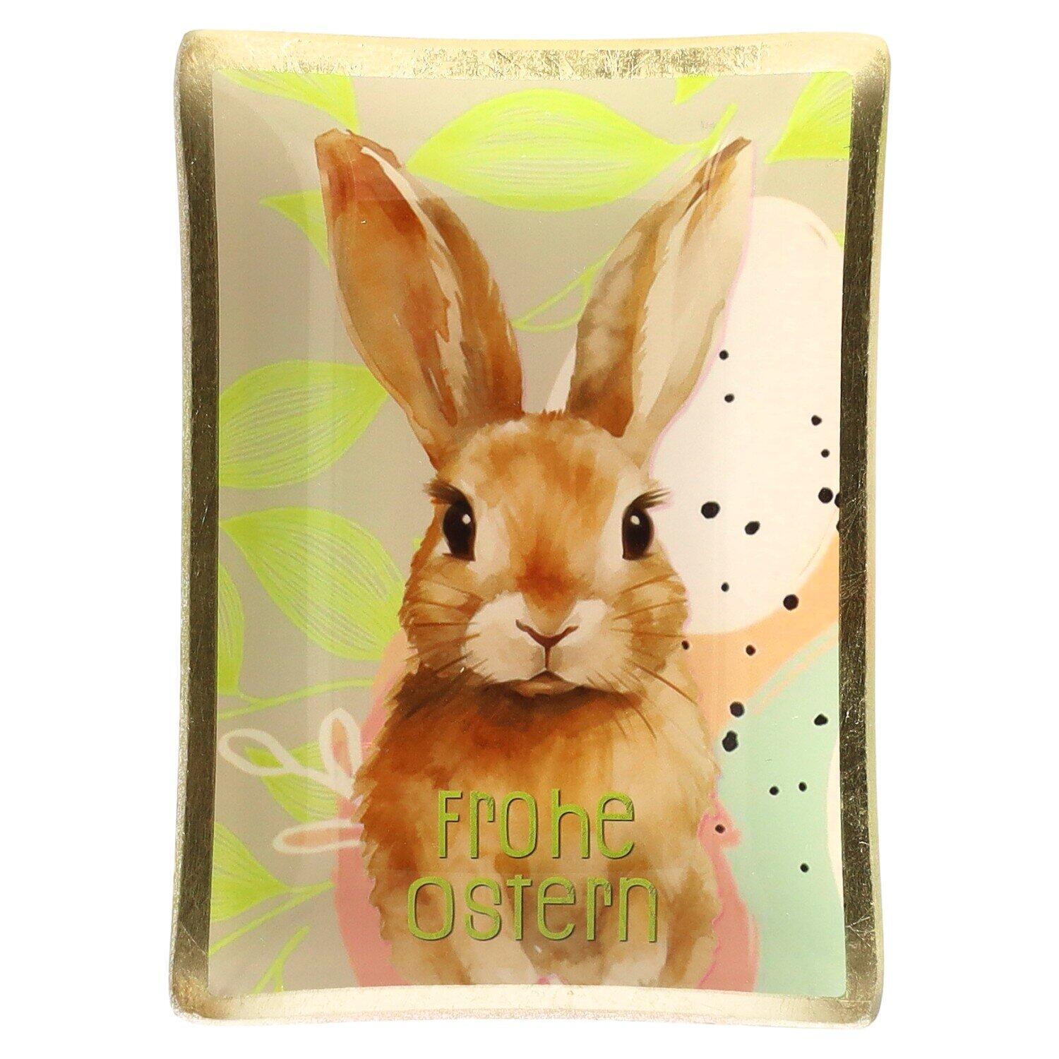Glasteller "Love Plates - Hase, Frohe Ostern" - M (Gelb)
