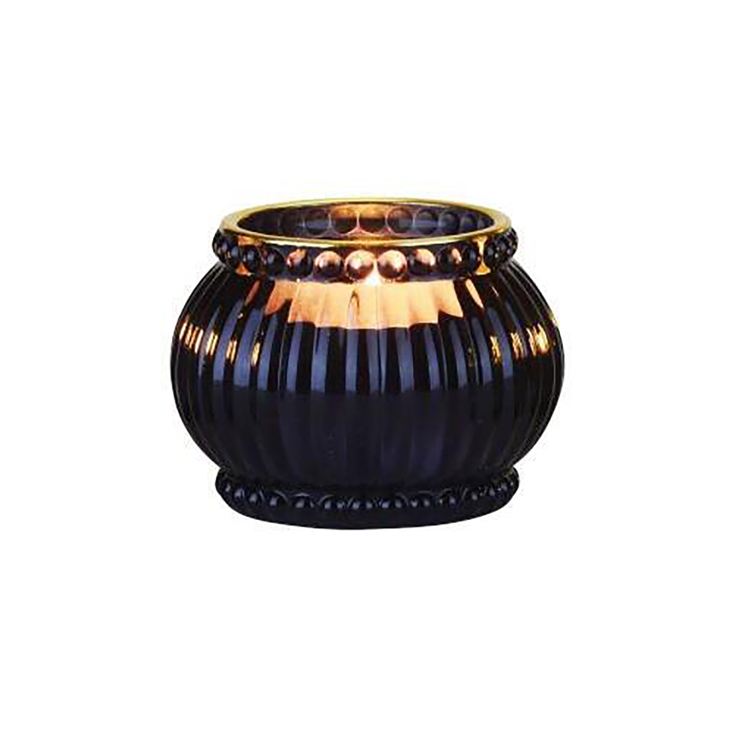 Windlicht rund "Jacquard" - 7x5 cm (Schwarz)