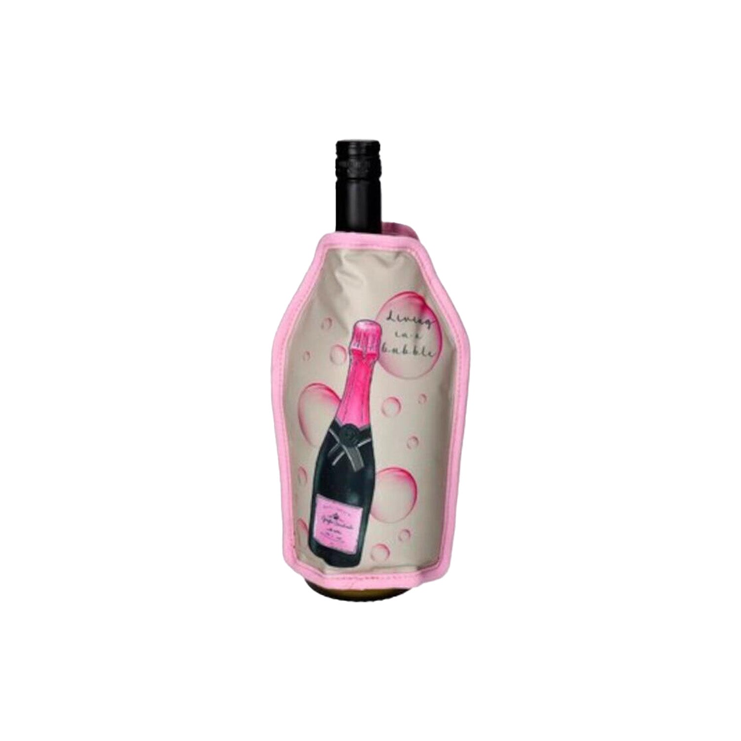 Kühlmanschette/Flaschenkühler "Froid - Champagnerflasche" - 16x2x23,5 cm (Grau/Rosa)
