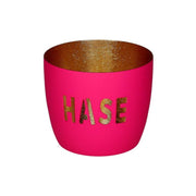 Windlicht "Madras - Hase!" - 8,5x10 cm (Hot Pink/Gold)