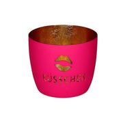 Windlicht "Madras - Küsschen" - 8,5x10 cm (Hot Pink/Gold)