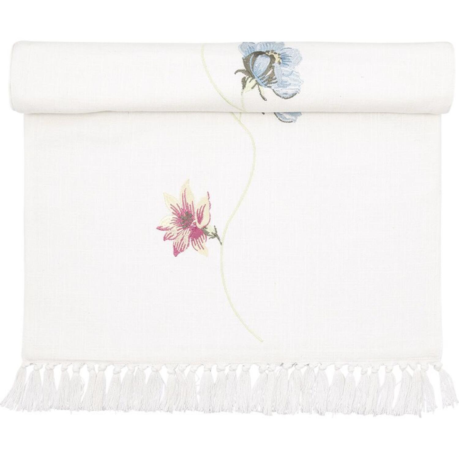 Baumwoll-Tischläufer mit Stickerei "Josefina" - 140x45 cm (Weiß) GreenGate