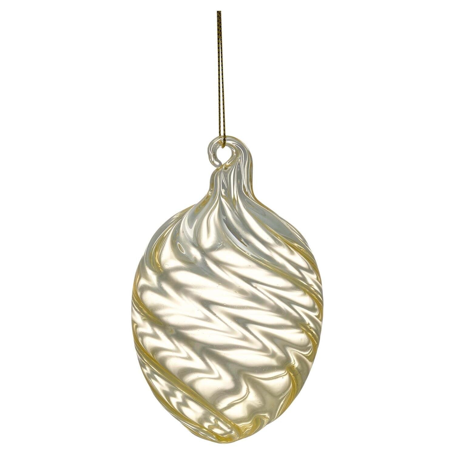 Ei-Anhänger aus Glas "Swirl Wide" - 10 cm (Pale Yellow) GreenGate