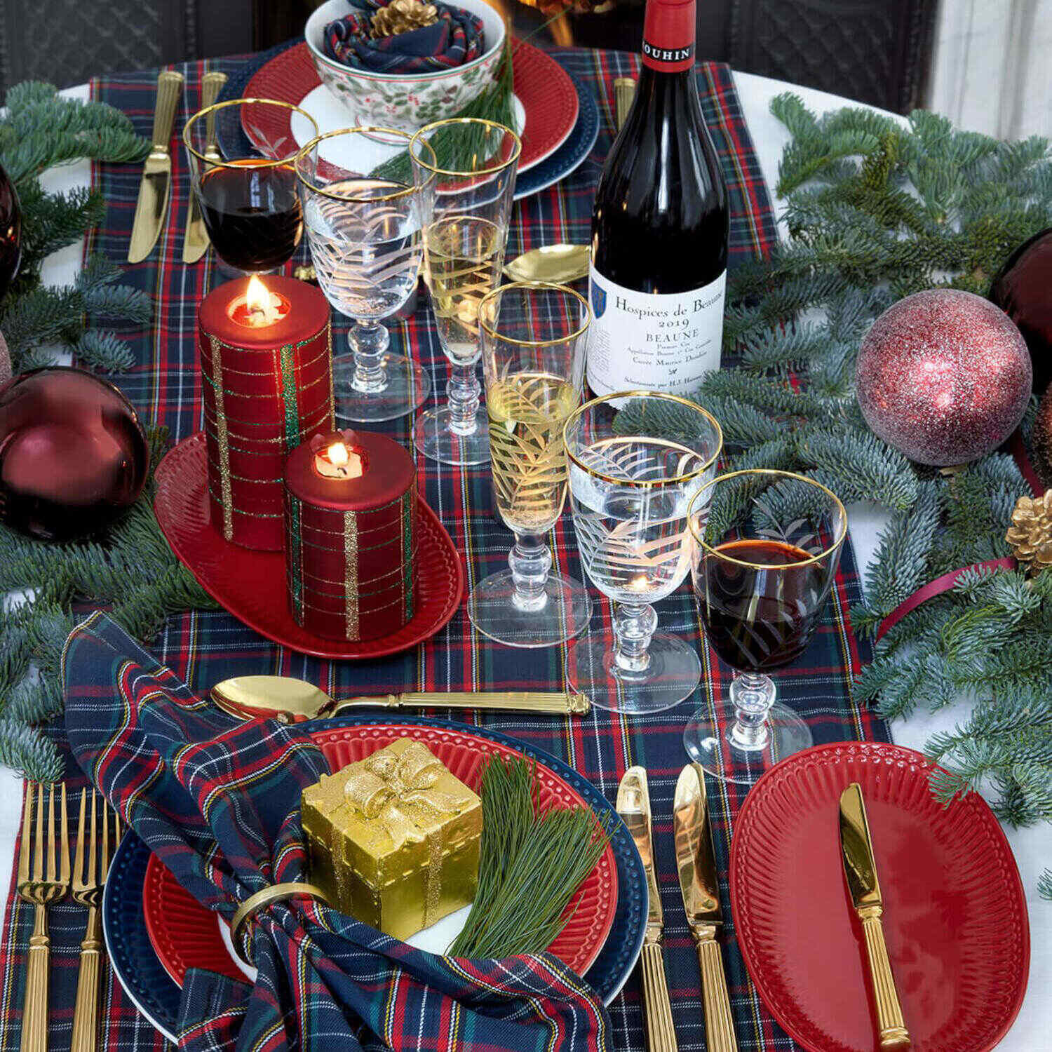 Stoffserviette "Dagmar Check" - 40x40 cm (Dunkelblau) GreenGate