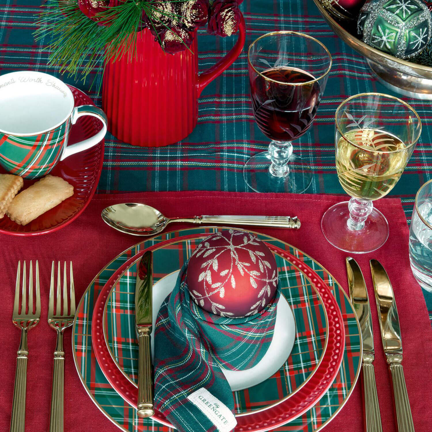 Henkeltasse "Dagmar Check" (Grün) GreenGate